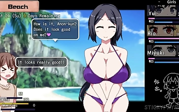 夏の思い出の魅力に包まれるリュウのファイナルストーリー - 巨乳で淫乱な金髪義姉に魅せられるJAV変態セックスゲーム！前編